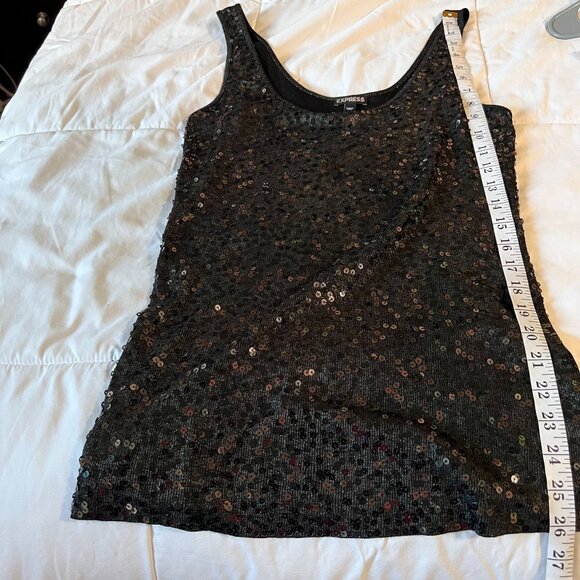 Express Black Sequin Tank Top Size L, - Picture 4 of 6